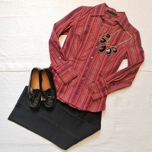 Express Design Studio Burgundy Button Front Blouse